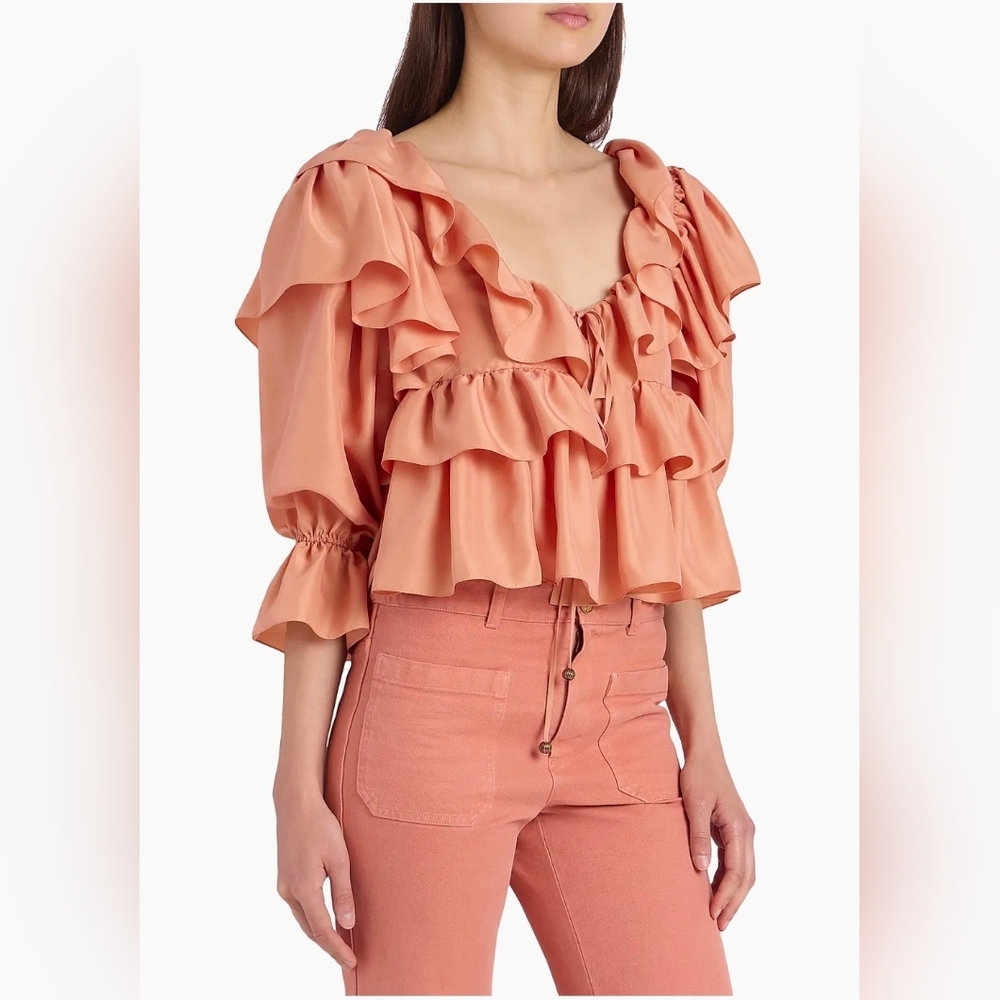 Chloe' Ruffled Pink Blouse - Picture 6 of 9